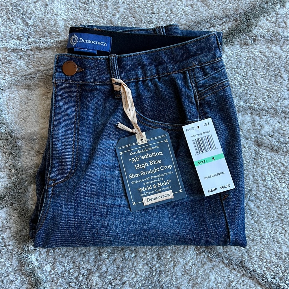 Democracy Size 8 Ab Solution Women's Ankle Marble blue Jeans NWT~$68.00
